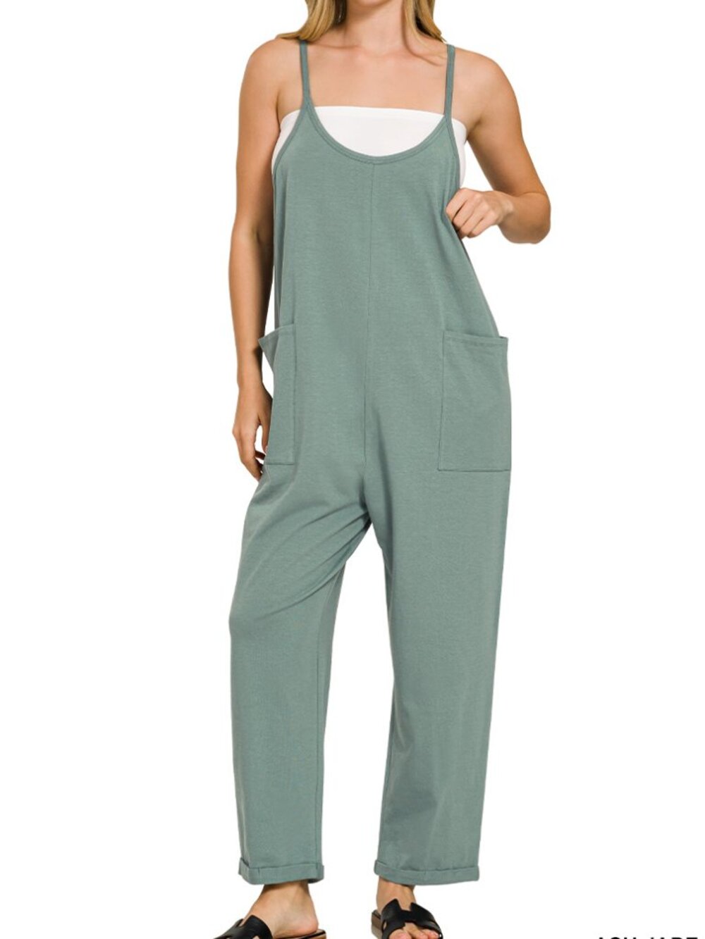 Spaghetti Strap Jumpsuit with Pockets - Ash Jade